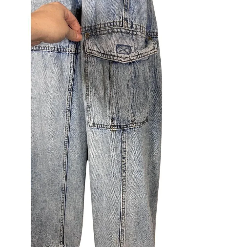 Aeropostale Low Rise Cargo Jean XS Light Wash Y2K Baggy Grunge Skater Festival